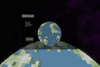 The navigation interface showing a planet in space