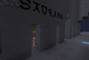 A storage area with a sign