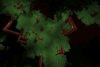 Nether forest tree with torches placed on it