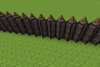 A spiked palisade made of oak logs