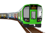 Screenshot of a 4-car S7 stock train with 4 differently coloured wagons