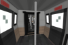 NY Subway train interior looking through 3-car train