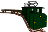 Screenshot of the BBÖ 1080 train set on a curved track on a transparent background