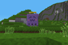 A takodachi floating over a grassy hill
