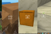 Shows pointing at a tamed entity, a regular entity, dropped item, and at falling node