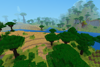 tropical rainforest and baobab tree seen in the distance