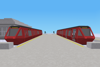 Two Red Comets at a terminal station