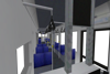 Interior view of the tram from the driver's area