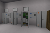 Three controllers and a dispatcher, with one controller open