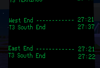 Some LuaATC Textlines displaying timetable information in the night