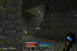 Fighting a skeleton in a dungeon