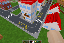 Village from one-node buildings with bus stops (noderoads & nodehouses), detail.