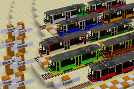 Minitram Konstal 105 in liveries of several polish cities