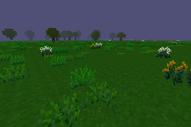 Plants growing on flat terrain.