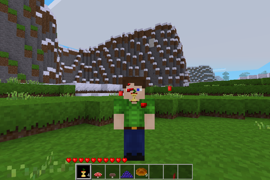 Shows an apple core infront of the player's face, in Minetest Game