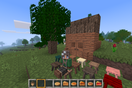 Apple Tree, Wood Stools, Acorn, Pies